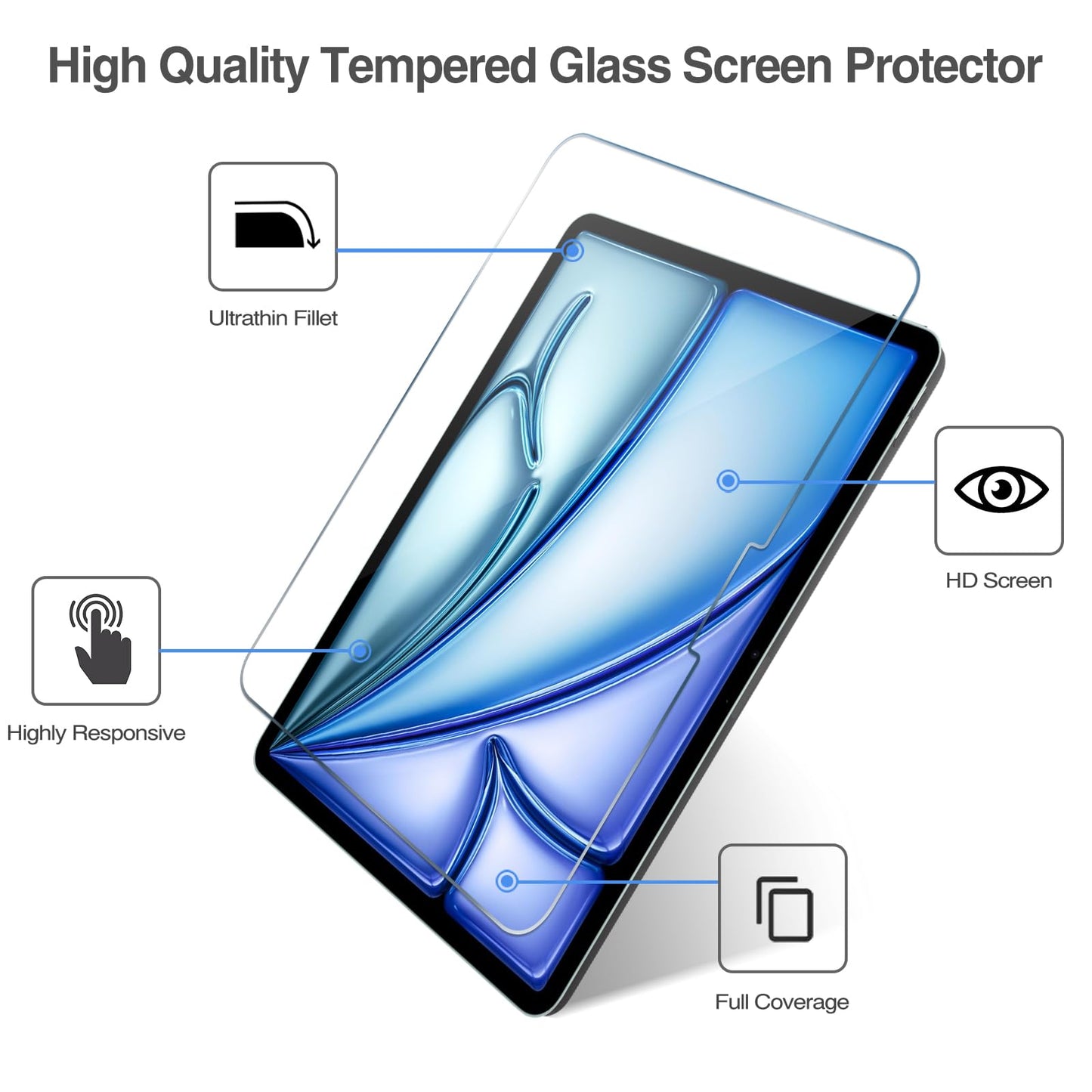 ProCase 2 Pack Screen Protector for iPad 9th 8th 7th Generation 10.2 Inch (2021/2020/2019), Tempered Glass Film for A2602 A2603 A2270 A2197 -Clear
