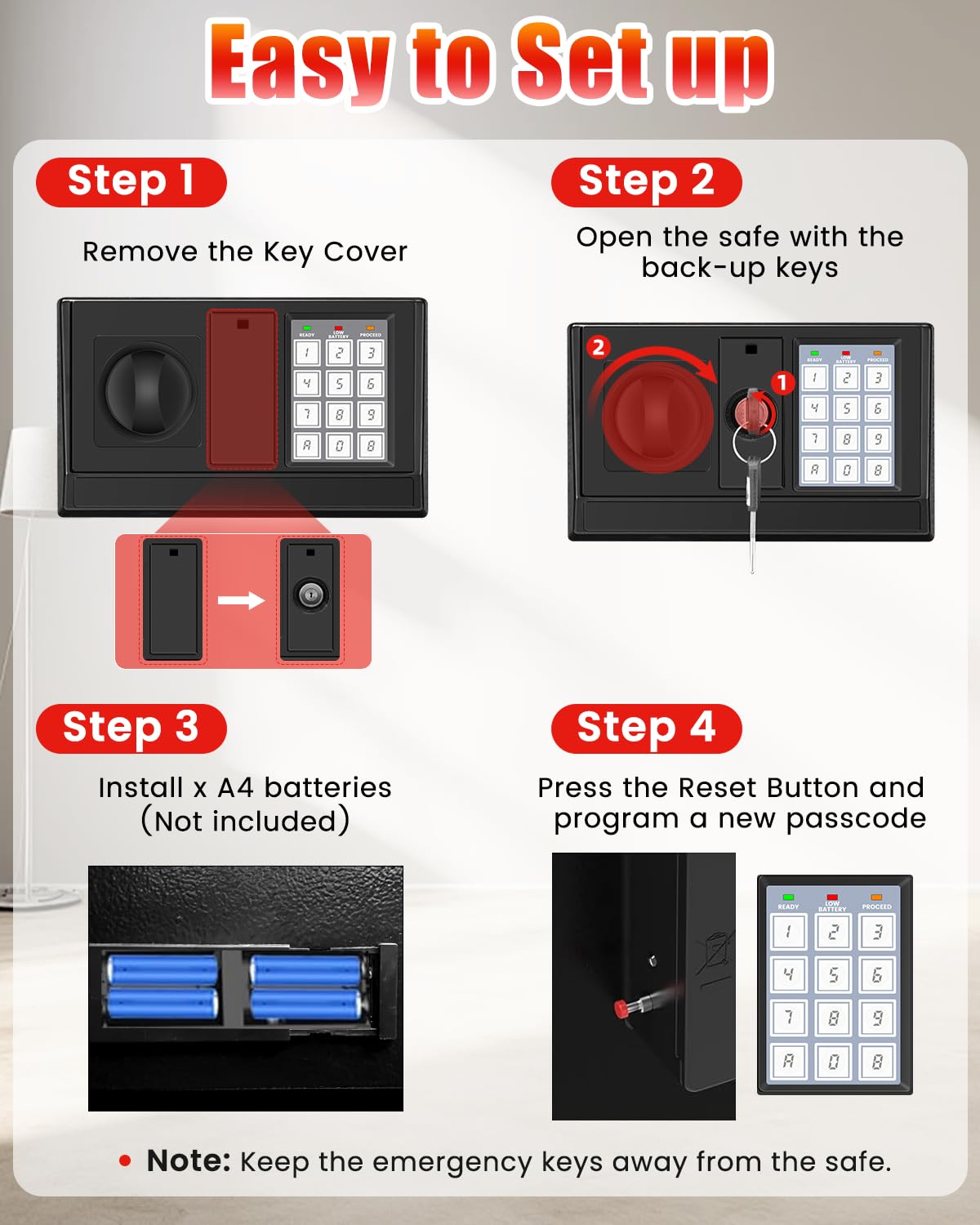 35 Mins Fireproof Safe - 7.5 Cu Ft Home Safe Box, Fire Proof Safes, Security Safe Box with Digital Keypads for Home Office, Cash, Files,Keypad