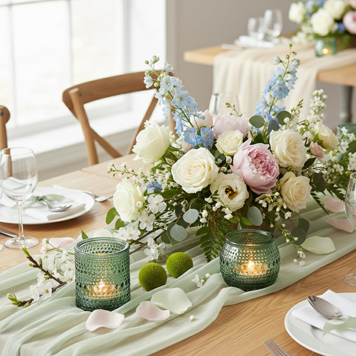 16 Pcs Green Candle Holder for Wedding Table Decor-Green Votive Candle Holders for Rustic Wedding Centerpieces, Bridal Shower Decor, Tea Party Decorations