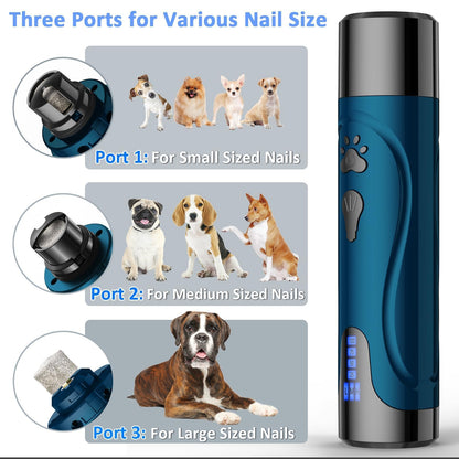 YABIFE Dog Nail Grinders, Dog Nails Clippers and Trimmers Kit, Super Quiet, Rechargeable, Pet Nail Grinder, for Small Large Dogs Cats Toenail Claw Grooming,3 Speeds,Dark Blue