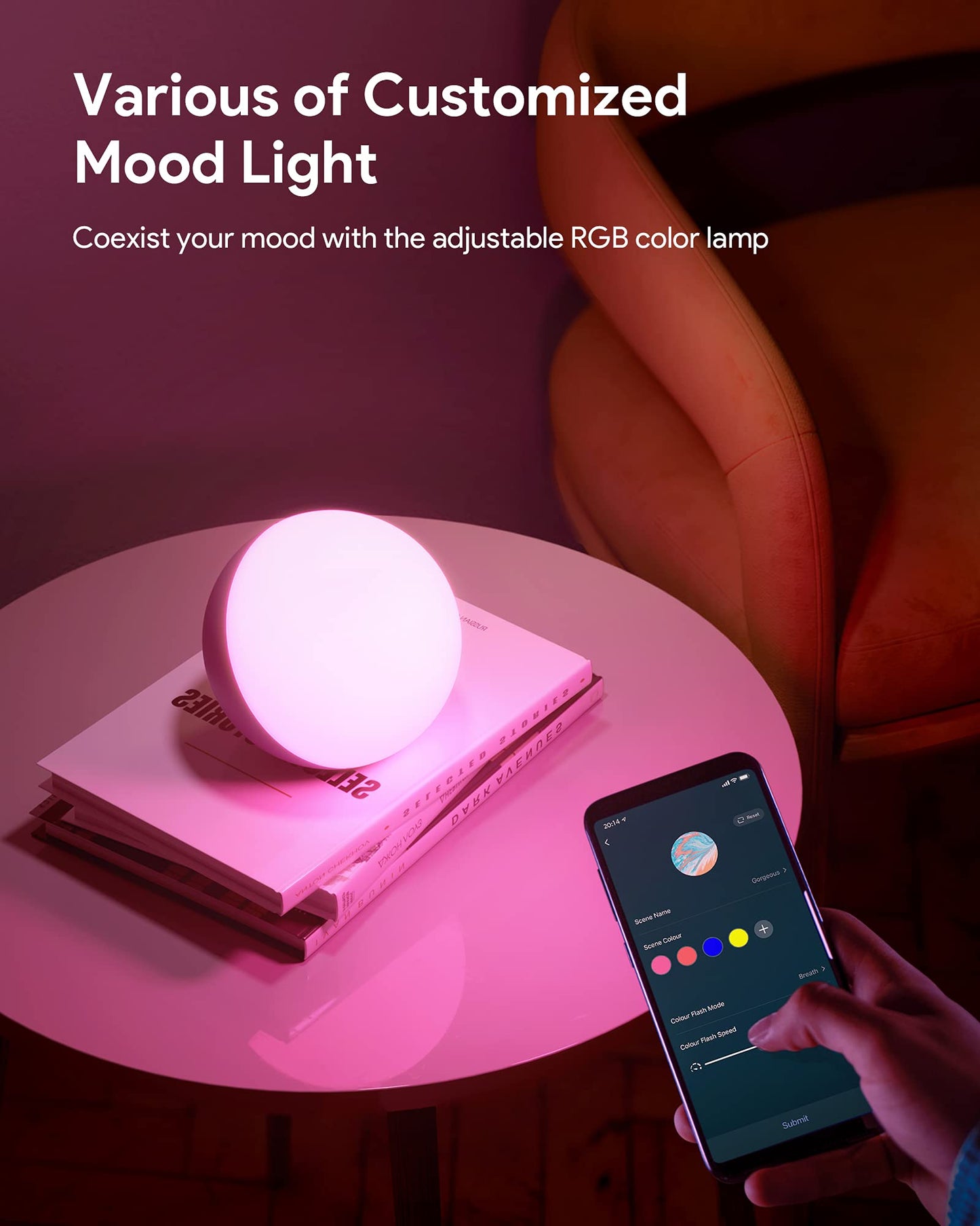 Hifree Smart Table Lamp, Dimmable Desk Lamp with App/Voice Control, LED RGB Color Changing Touch Lamp, Night Lamp for Bedroom Compatible with Alexa