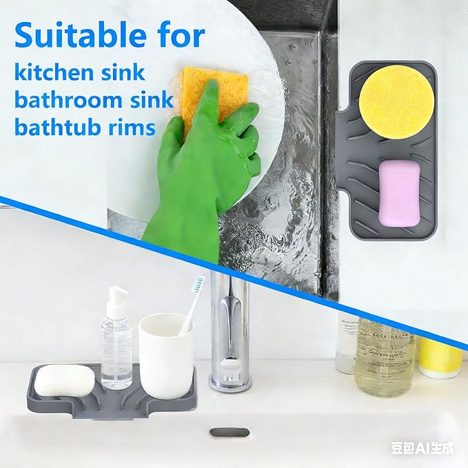 Sponge Holder for Kitchen Sink, Dish Sponge Holder & Soap Tray