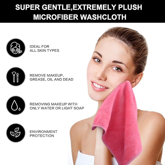 SINLAND Microfiber Facial Cloths Fast Drying Washcloth 12inch x 12inch Dark