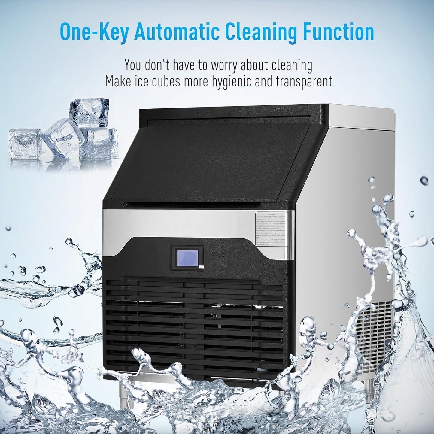Commercial Ice Maker Machine, 260LBS/24h Stainless Steel Under Counter Ice Maker， 150LBS Freestanding Ice Machine for Restaurant, Home, Bars