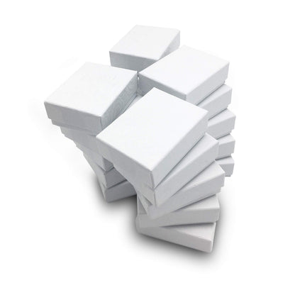 TheDisplayGuys - 25-Pack #11 Cotton Filled Cardboard Paper Jewelry Boxes Gift Case - White Swirl (2.1" x 1.8" x 0.8") - for Shipping or Storage