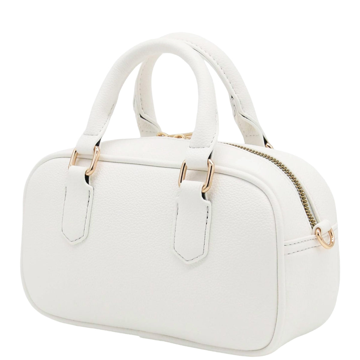FashionPuzzle Mini PU Leather Satchel Purse Top Handle Crossbody Bag (White)