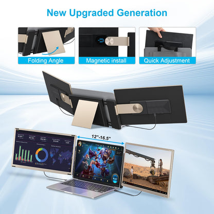 2025 New Upgraded Laptop Screen Extender Portable Monitor, 1080P FHD IPS Screen, Monitor Extender for Laptop, Fit for 13-17" Laptops, Plug & Play Compatiable with Windows/Mac/Android/Switch (14 inch)