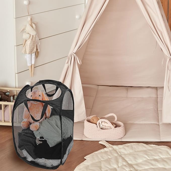 6Pcs Pop up Hampers for Laundry Foldable Mesh Laundry Hamper Baskets