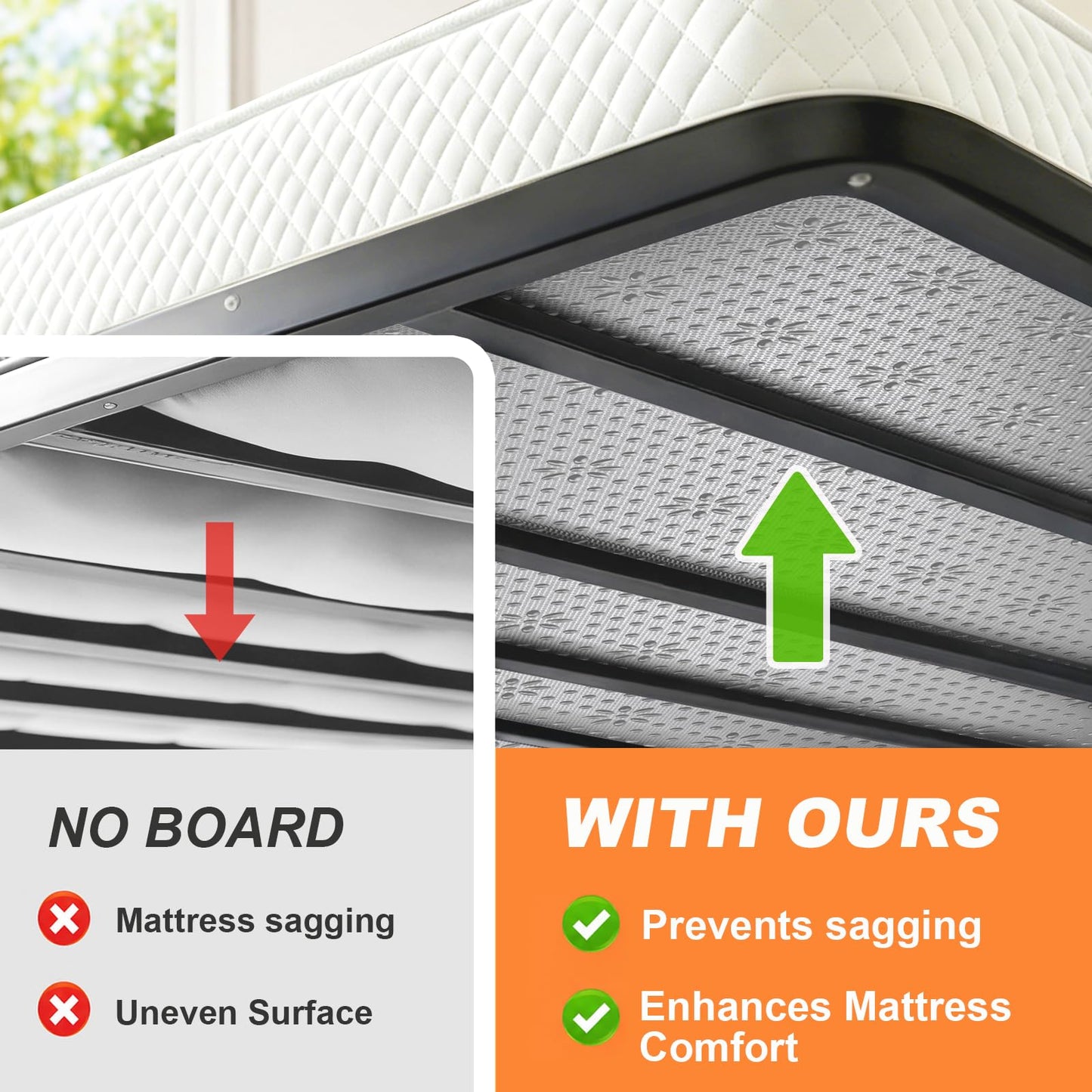 LAVEVE Heavy Duty 10mm Bunkie Board Full Size 54'' x 75'', Breathable Bed Support Board to Prevent Sagging Mattress, with Anti-Slip Dots, Fits Metal Bed Frames, Slatted Frames, and Sofa Beds