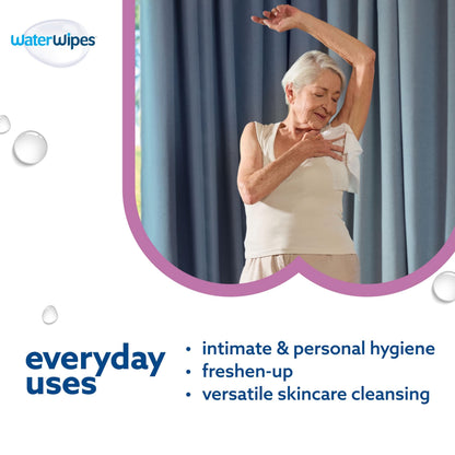 WaterWipes Sensitive+ Body & Intimate Wipes, 90 Wipes (3 Packs), 3-In-1 Cleans, Cares, Protects, 99.9% Water, Unscented & Hygiene Wet Wipes, Adult Care