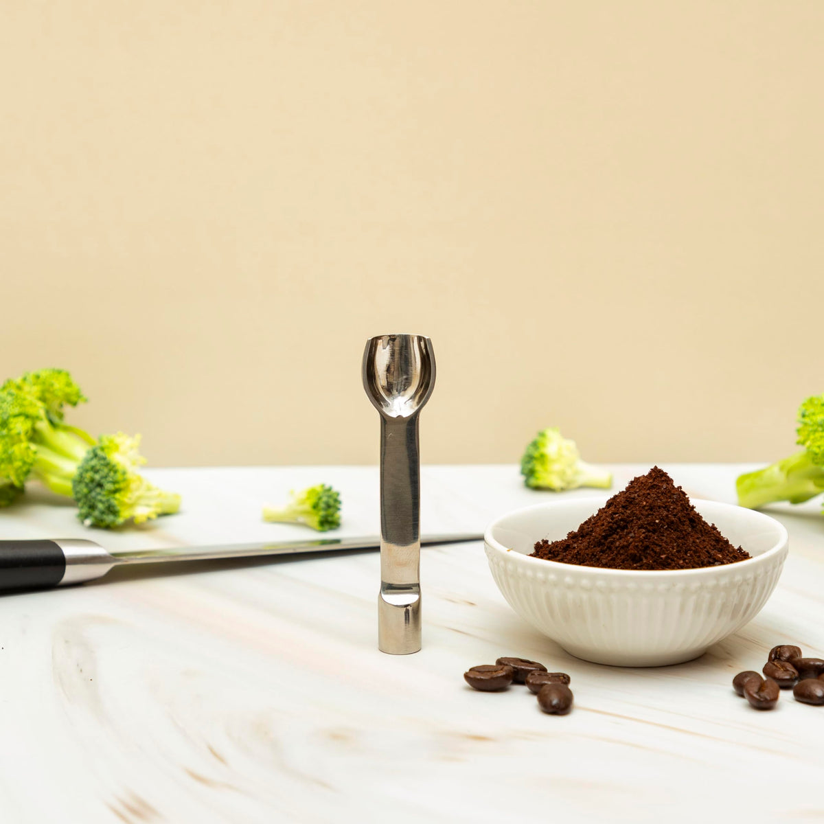 Mini Stainless Steel Scoop and Tamp Tool for Dry Herbs Spices Powder Salt Glitter by Brocoli