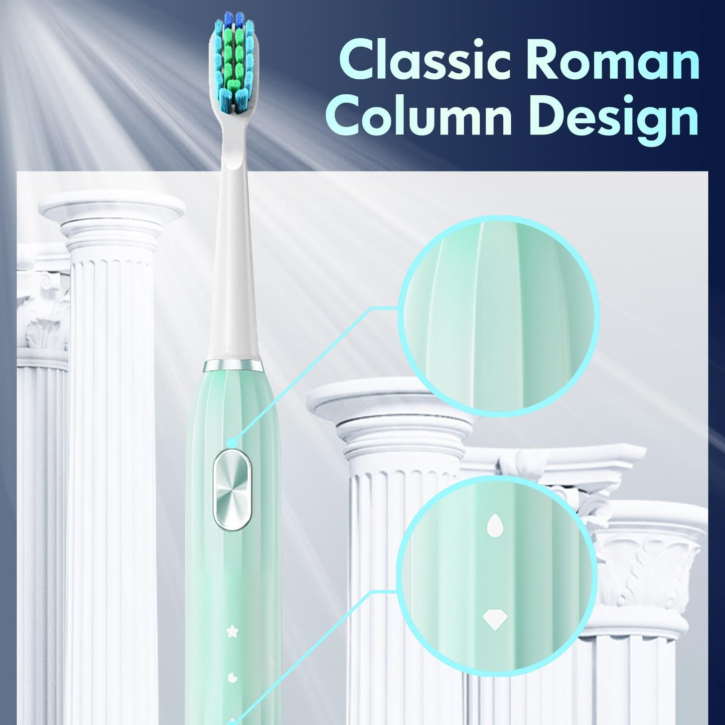 Sonic Toothbrush, Electric Toothbrush Adults Kids Electric Toothbrush Rechargeable Toothbrush with 9 Reminder Brush Heads 5 Cleaning Modes 2-Minute Timer (Green)
