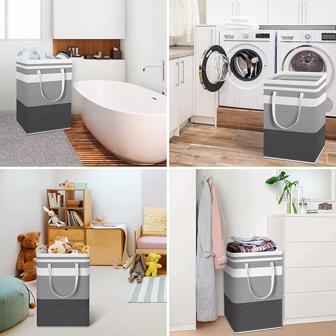HomeHacks 4-Pack Large Laundry Basket, 75L Each Waterproof, Freestanding