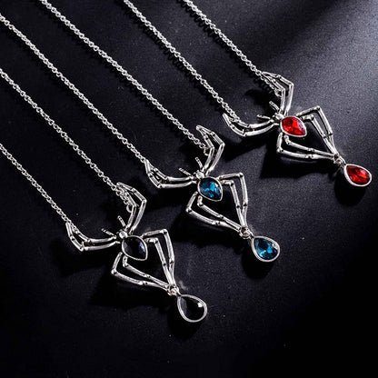 MIFYNN Vintage Gothic Spider Necklace Halloween Crystal Spider Pendant Necklace Punk Style Reptile Animal Jewelry for Woman (Purple)