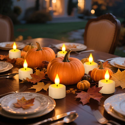 SoulBay Rechargeable Tea Lights, 12pcs Battery LED Flameless Tealight Candles with Remote Control Timer, Candle Light with USB Charging Cables for Home Room Table Halloween Christmas Decorations