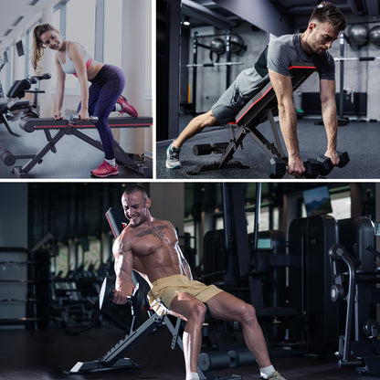 PASYOU Adjustable Weight Bench Full Body Workout Multi-Purpose Foldable Incline Decline Exercise Workout Bench for Home Gym
