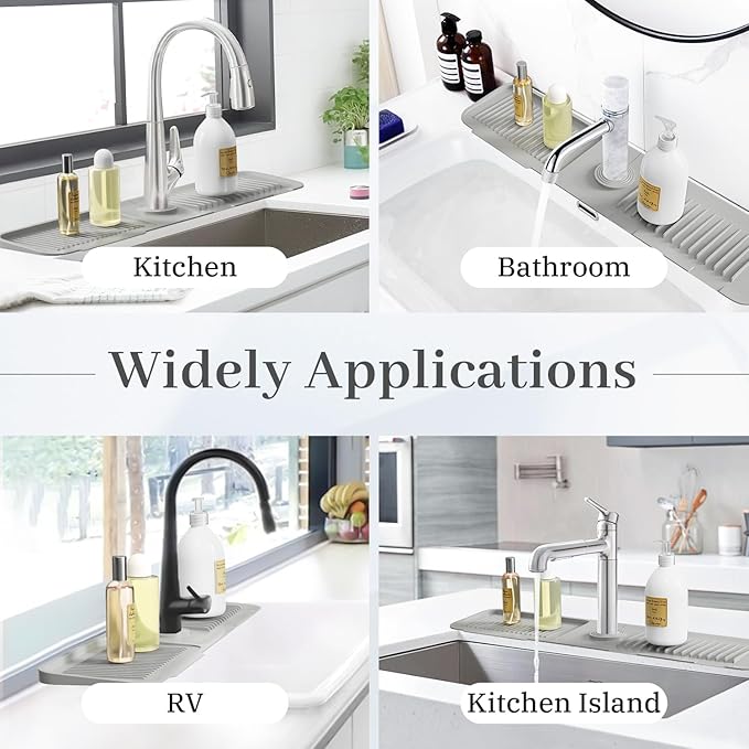 PoYang 24 Inch Faucet Mat for Kitchen Sink Splash Guard Behind Faucet, Sink