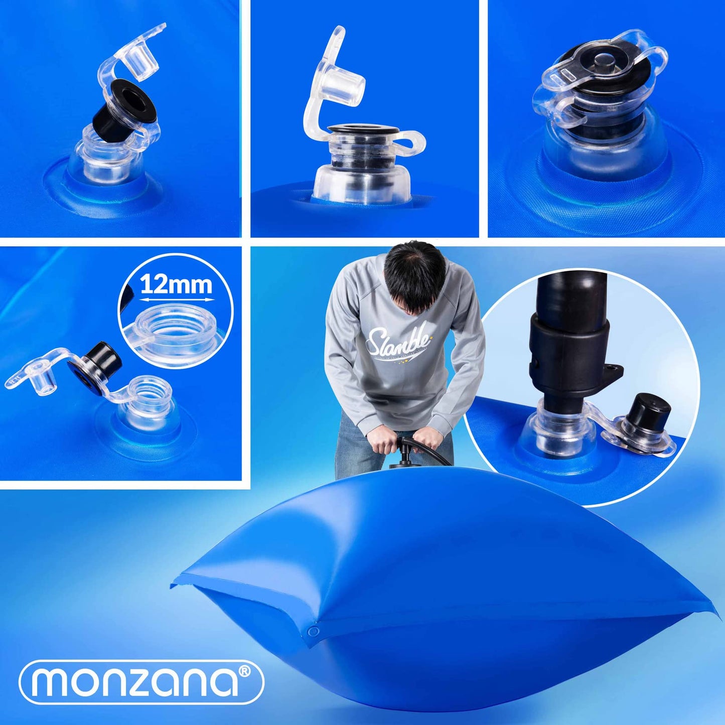Monzana 2x XL Winter PVC Pool Cushion Chlorine Resistant Rope -20°C Double Seam Safety Valve 4 Reinforced Eyelets Cover