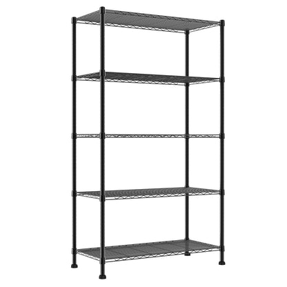 REGILLER 5-Wire Shelving Metal Storage Rack Adjustable Shelves,Standing Storage Shelf Units for Laundry Bathroom Kitchen Pantry Closet(Black,11.8" D x 16.6" W x 53.5" H)