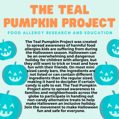 Teal Pumpkin Halloween Trick or Treat Bucket 8.5 in (1 Pack)-Official Teal Pumpkin Project Allergy-Friendly Candy Pail Accessory and Party Decoration Supplies, Haunted House Plastic Bowl w Handle