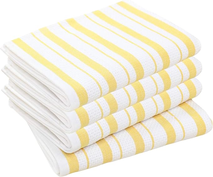 COTTON CRAFT Oversized Kitchen Towels -4 Pack 100% Cotton Basketweave Tea Dish