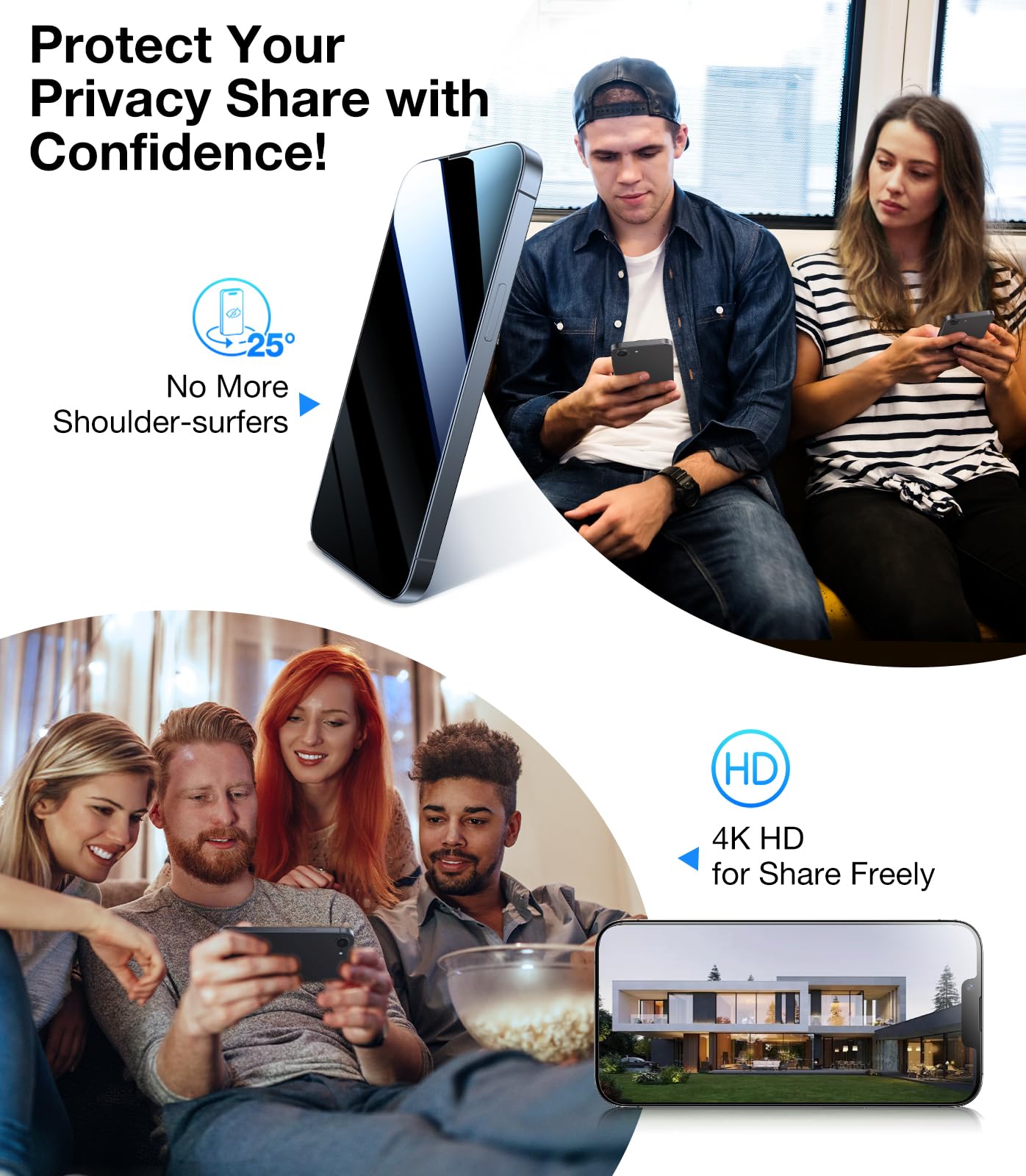 UltraGlass 9H+ Glass for iPhone 15 Pro Max Privacy Screen Protector [Invisible Privacy Armor] Screen Protector 15 Pro Max Tempered [Full Coverage & Longest Durable] 15 ProMax, 2 Pack