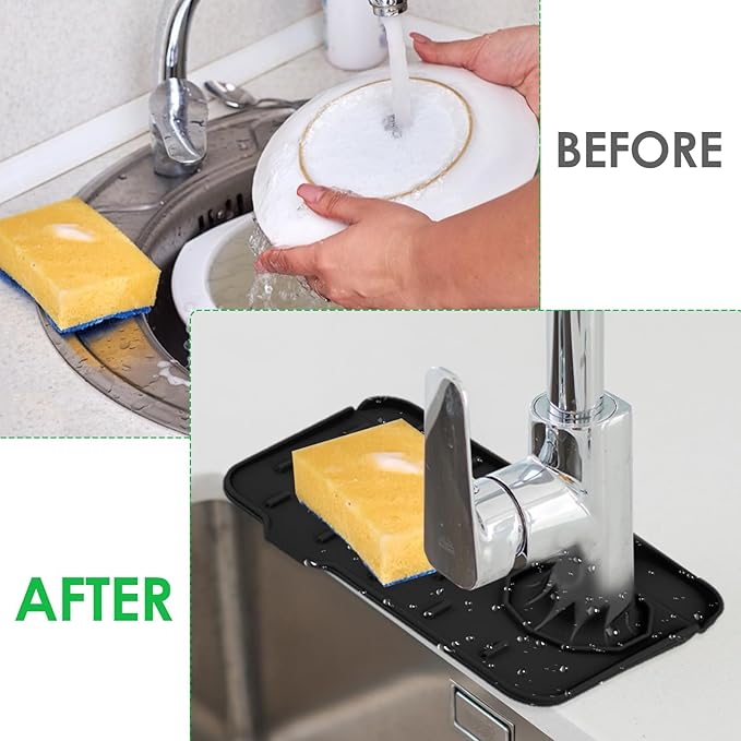 Sink Faucet Splash Guard Mat Silicone Soap Dish Pad Faucet Handle Drip Catch