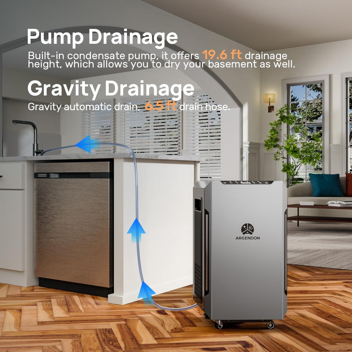 ARGENDON 120 PPD Dehumidifier for Basement, Commercial Dehumidifier with Pump and Drain Hose - High-Capacity Moisture and Humidity Control for Homes, Industrial Use, Add 3Pack Filter