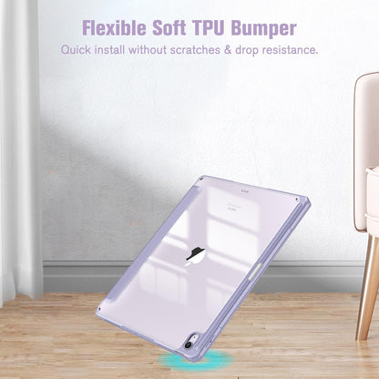 FINTIE Hybrid Case for iPad Air 13-inch (M3) 2025, (M2) 2024, [Built-in Pencil Holder] Shockproof Cover with Clear Transparent Back Shell, Auto Wake Sleep, Lilac Purple