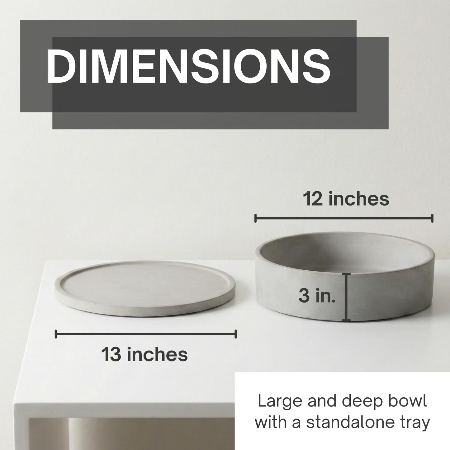 Simon Brothers Modern Concrete Decorative Bowl - Large Fruit Bowl for Kitchen Counter - Catchall Bowl for Entryway Table - Bowls for Home Decor