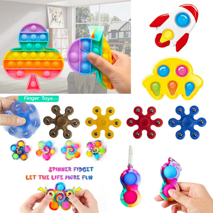 Chennyfun Fidget Toy Set, 36PCS With Box Fidget Pack, Sensory Anxiety Relief Stress Toys for Autism, Fidget Toy in Rainbow color, Octopus Relaxing Entertainment Birthday Gift for Kids Adults