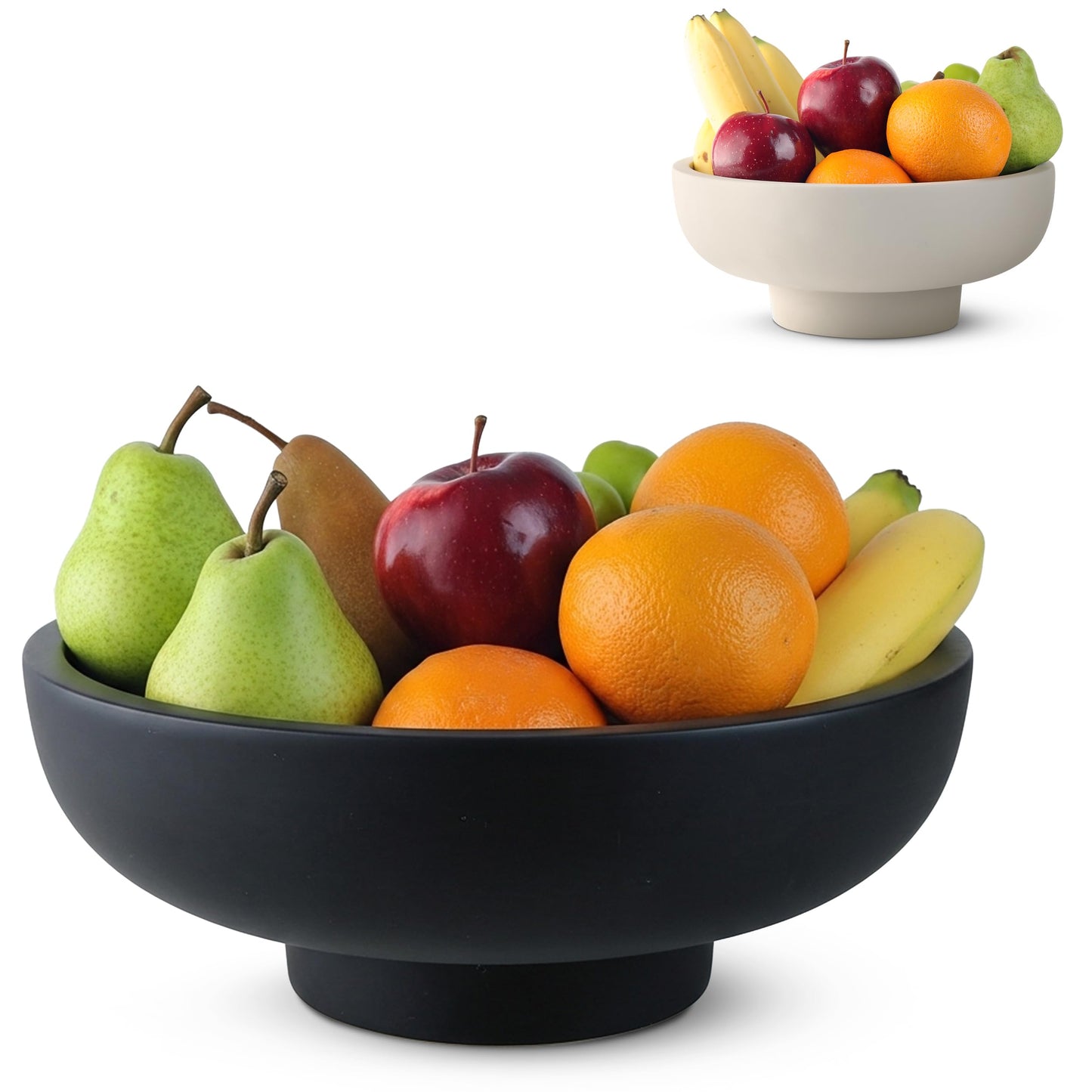 E-Click Commerce Handmade Concrete Decorative Bowl (Black) – Modern Minimalist Centerpiece for Coffee Table, Kitchen Counter & Entryway – Large 10” Artisan Fruit Bowl, Unique Home Decor Accent