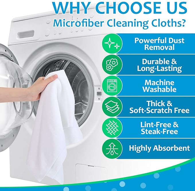 Newwiee 6 Pcs Extra Large Microfiber Cleaning Cloth 30" x 20" Washable Reusable