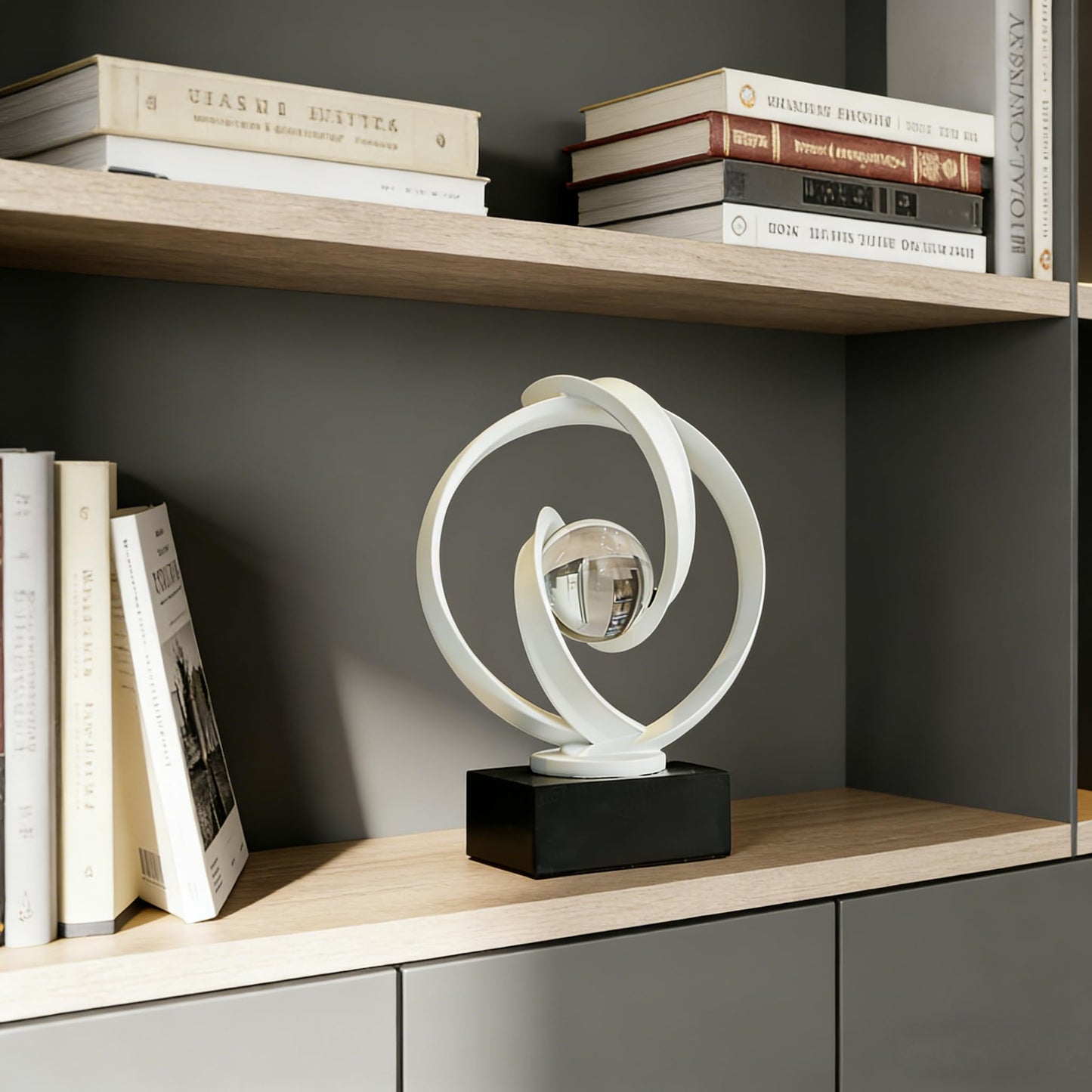 AWNR Gold Abstract Sculpture House Decor Aesthetic - Home Décor Accents for Nightstand, Shelves, Dining Room, Entryway Table, Office, Desk Accessories (White)
