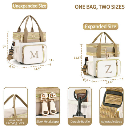 LOKASS Personalized Initial Lunch Bag for Women, 16L Large Insulated Adult Lunch Box Leakproof LunchBox, Mother's Day Lunch Bag with Strap Gifts for Wife, Mom & Friends for Work, Picnic, Travel C