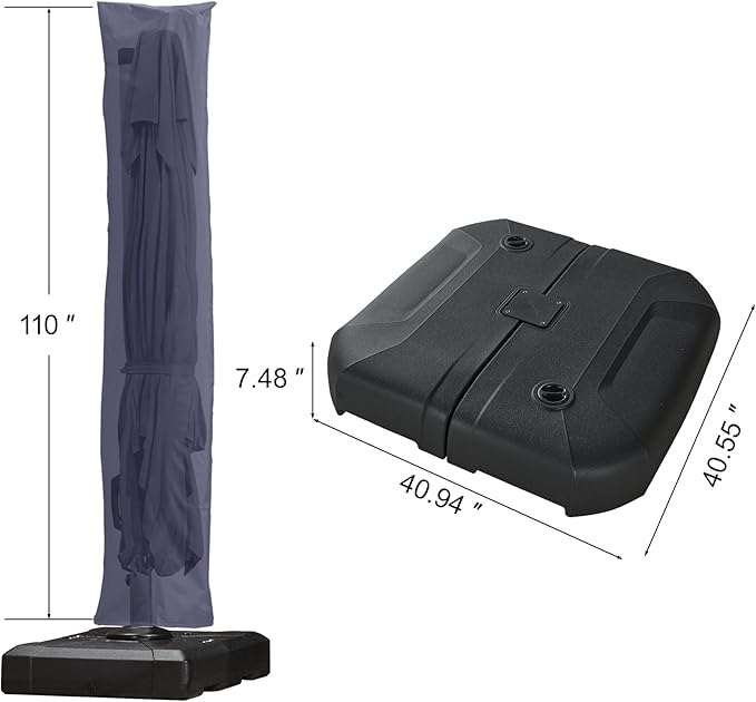 PURPLE LEAF 10'×13' Patio Umbrella with Base Included and Cover Outdoor Umbrella with Cover Extra Large Heavy Duty Cantilever Umbrella Navy Blue