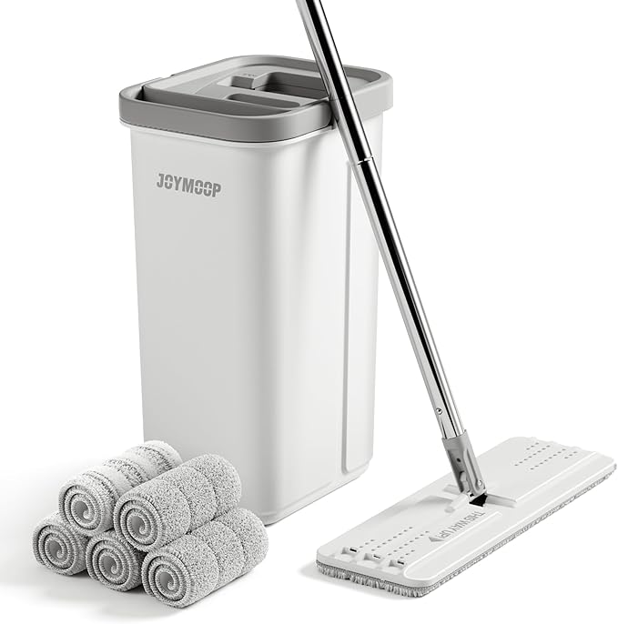 JOYMOOP Mop and Bucket with Wringer Set, Hands Free Flat Floor Mop and Bucket