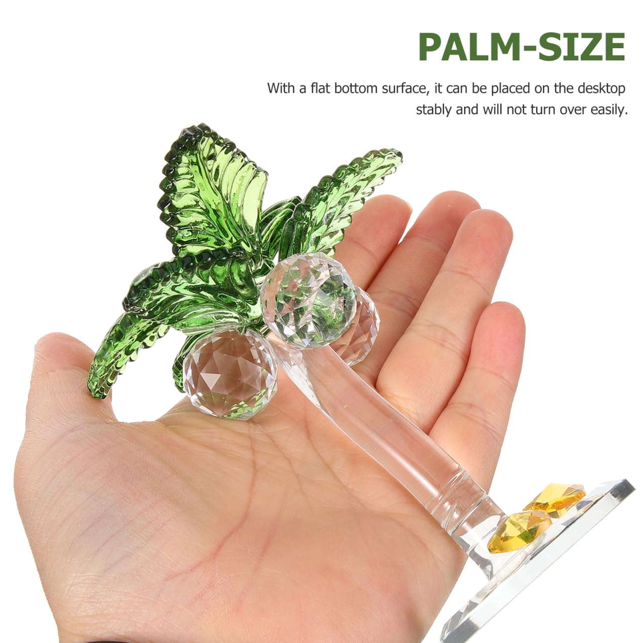 jojofuny Crystal Coconut Tree Ornament 3.93In Artificial Palm Tree Figurine Decorative Collectible Artwork for Home Office Desktop Decor