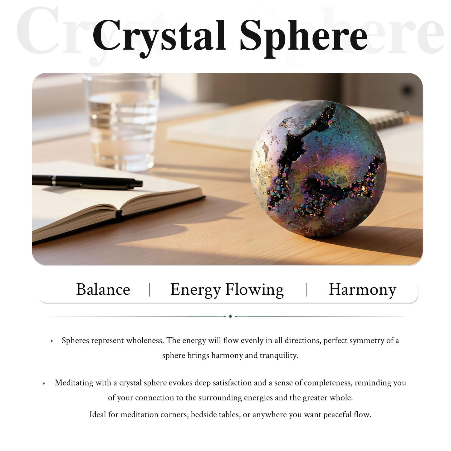 SUNYIK 61-70mm Purple Titanium Coated Quartz Geode Ball Sphere with Stand Crystal Opening Cornucopia Orb Ball Cluster Specimen Display for Decor Feng Shui Meditation