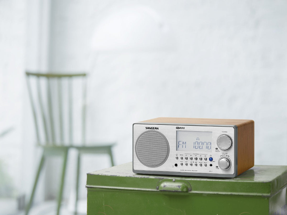 Sangean WR-2 AM/FM-RBDS Wooden Cabinet Digital Tuning Radio (Walnut)