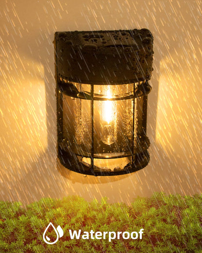 nipify Solar Fence Lights Outdoor Garden, 6 Packs LED Retro Solar Wall Lights Outdoor Waterproof, Auto On/Off Fence Lights Solar Powered for Patio Decking Gate Yard Stair Decoration(Warm White)