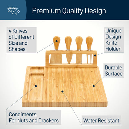 RoyalHouse Bamboo Cheese Board and Charcuterie Boards Set & Serving Tray for Meat, and Wine - Birthday Gifts for Women, Wedding Gift for Couples 2025, Bridal Shower, Housewarming Gift New Home