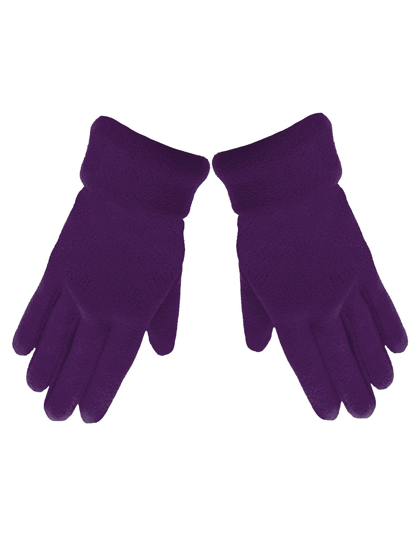 Black 3 Piece Fleece Hat Scarf & Glove Matching Set Purple