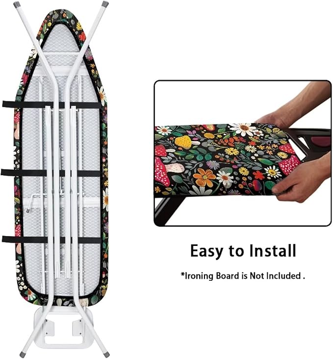 Mushroom Ironing Board Cover and Pad, Floral Ironing Board Cover, Stain