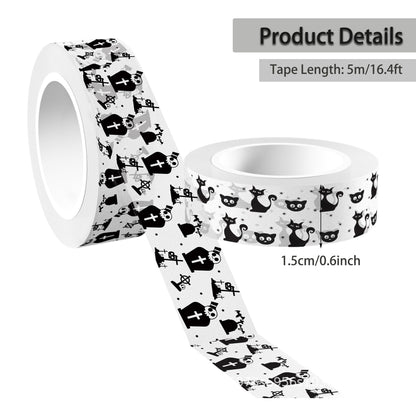 GLKTOPO 12 Rolls Halloween Theme Washi Tapes Pumpkin Spider Pattern Decorative Tape Black and White Masking Tape for Halloween Scrapbook Journal DIY Craft Gift Wrapping, 16.4Ft