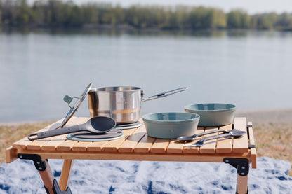 Stanley Wildfare Go 14-Piece Stainless Steel Prep & Cook Set | 1.65 qt Saucepan with Fold & Lock Handle | Bowls, Utensils, Cutting Board | Camping Essentials for Your Camp Kitchen | BPA-Free