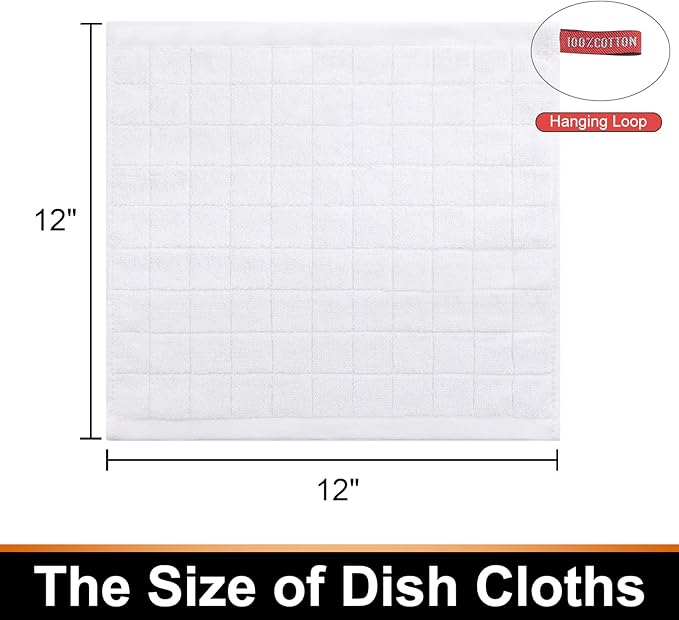 Mordimy 100% Cotton Terry Cloth Dish Cloths, Soft and Absorbent Checkered Dish
