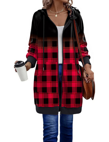 Zeagoo Women's Zip Up Hoodies Long Tunic Sweatshirts Long Sleeve Oversized Fleece Casual 2025 Fall Jacket Coat with Pocket Christmas L