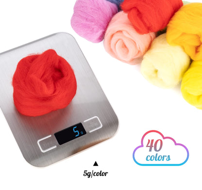Homewit Needle Felting Starter Kit, 40 Colours Wool Roving Felting Basic Kit, 57 Pcs Felting Needles Parts,Felting Handmade Sewing Craft Kit for Hand Spinning DIY Craft Projects for Beginners Adults