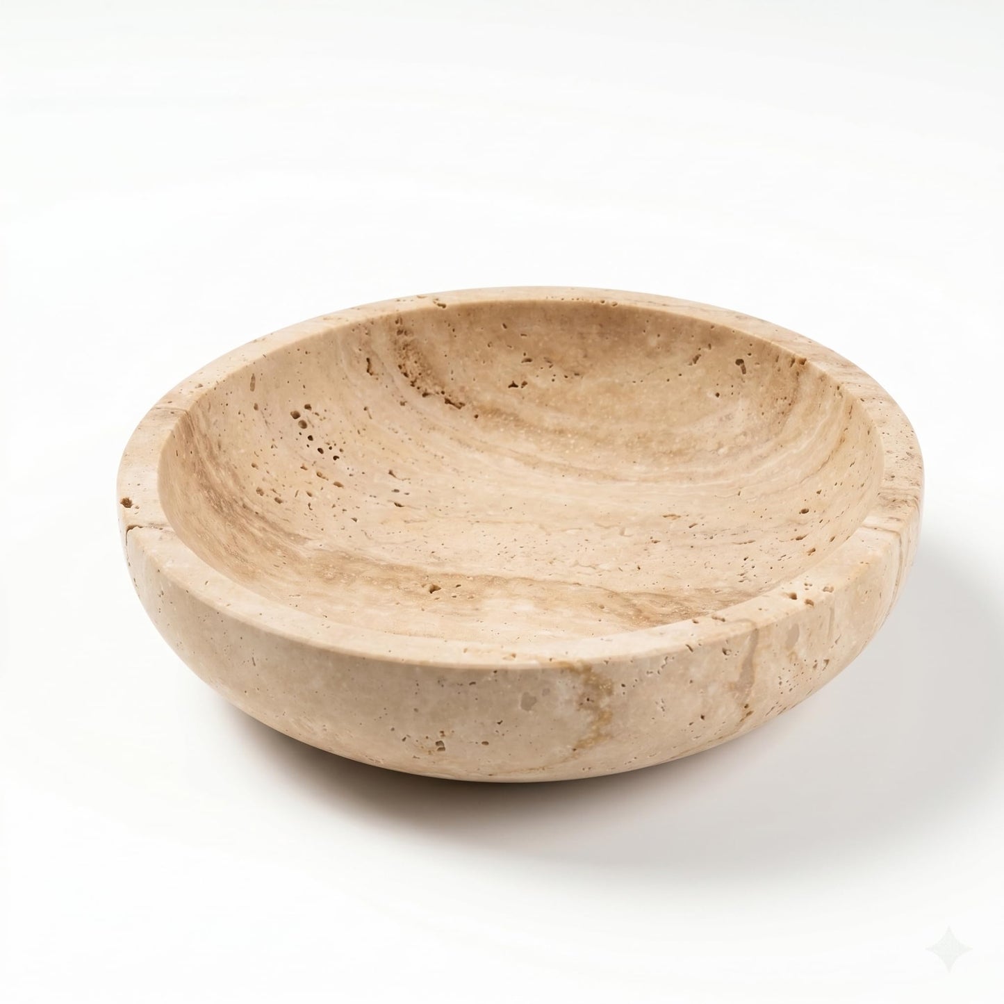 Natural Marble Travertine Decorative Bowl: 7.8" Honed Yellow Stone Catch All Bowl for Keys Entryway Table - Organic Modern Centerpiece Key Dish for Coffee Table Decor, Bedside Ring Jewelry Holder Tray